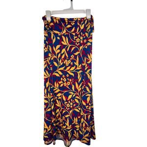 Lula Roe women’s size S botanical floral stretchy foldover skater maxi skirt USA